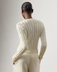 Cable-Knit Silk Cropped Cardigan