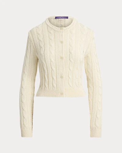Cable-Knit Silk Cropped Cardigan