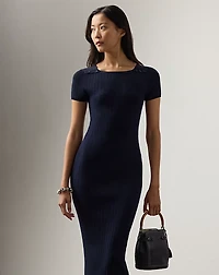 Dustan Rib-Knit Silk-Blend Day Dress