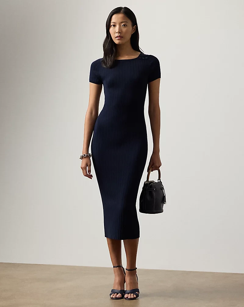 Dustan Rib-Knit Silk-Blend Day Dress