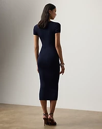Dustan Rib-Knit Silk-Blend Day Dress
