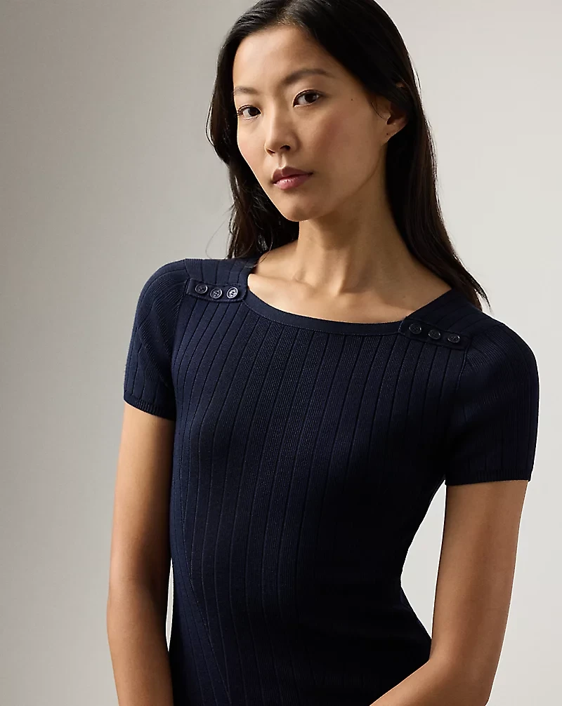 Dustan Rib-Knit Silk-Blend Day Dress