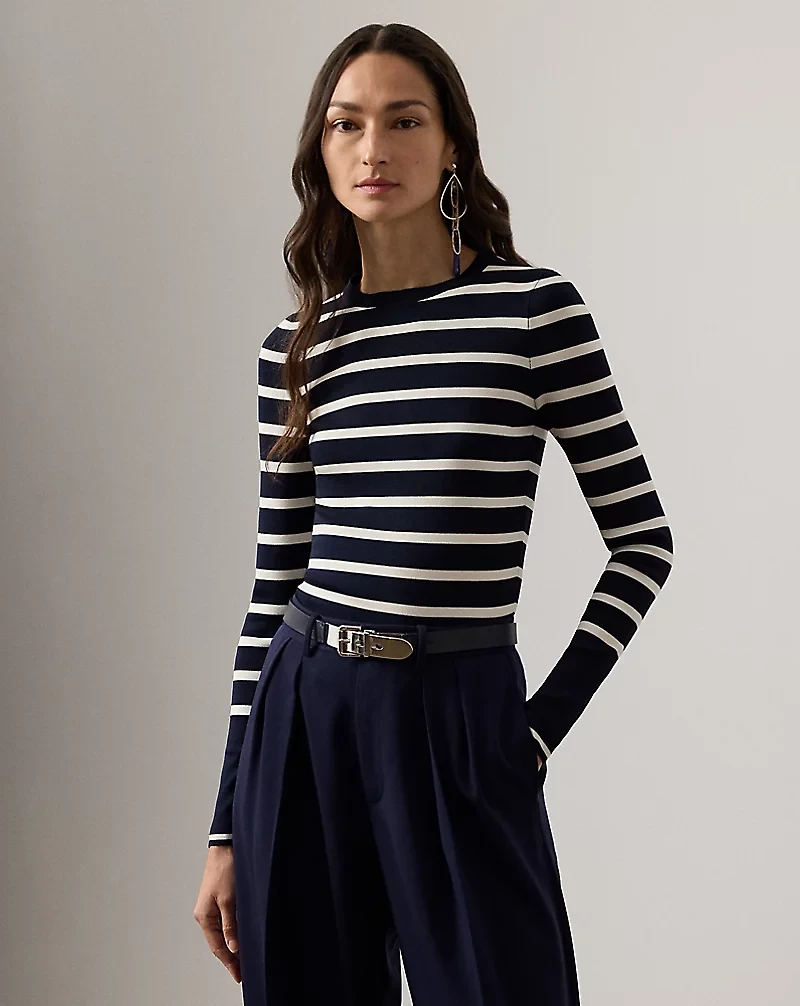 Striped Silk-Blend Crewneck Sweater