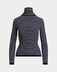 Striped Rib-Knit Cashmere Turtleneck
