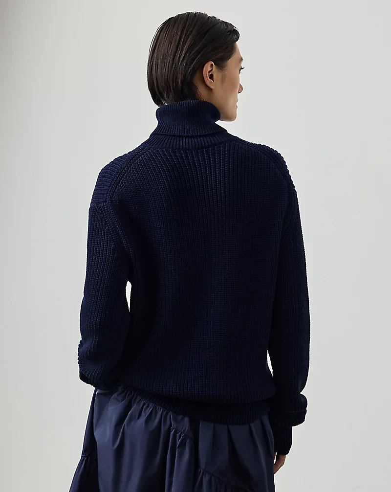 Intarsia-Knit Cotton-Silk Turtleneck