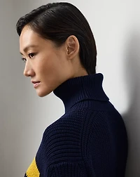 Intarsia-Knit Cotton-Silk Turtleneck
