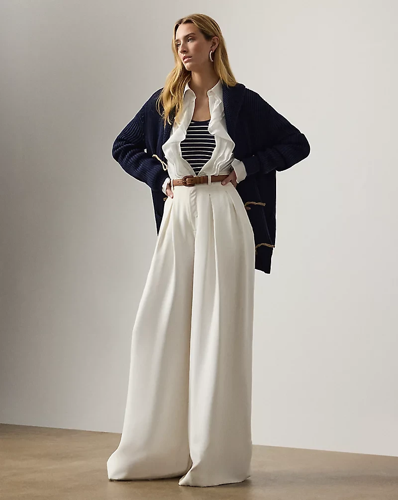 Cotton-Silk Shawl-Collar Cardigan