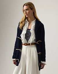 Cotton-Silk Shawl-Collar Cardigan