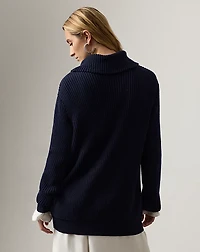 Cotton-Silk Shawl-Collar Cardigan