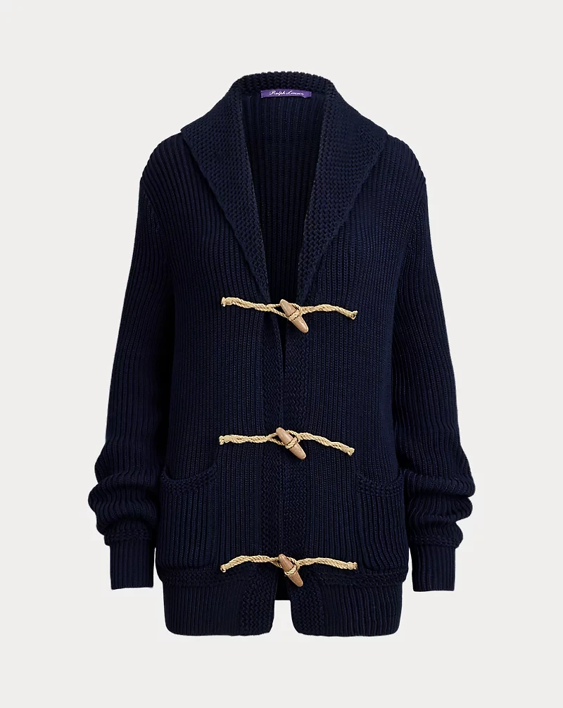 Cotton-Silk Shawl-Collar Cardigan