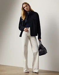 Cotton-Silk Shawl-Collar Sweater