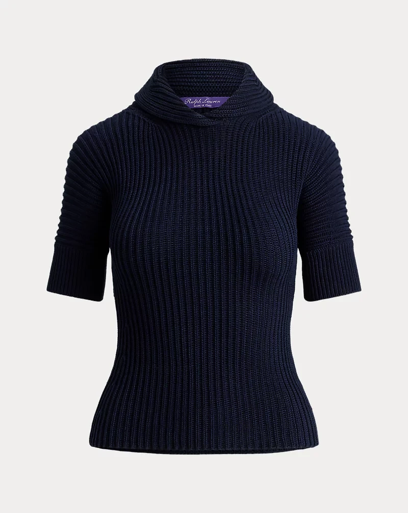 Cotton-Silk Shawl-Collar Sweater