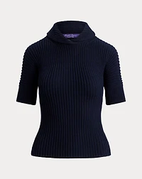 Cotton-Silk Shawl-Collar Sweater