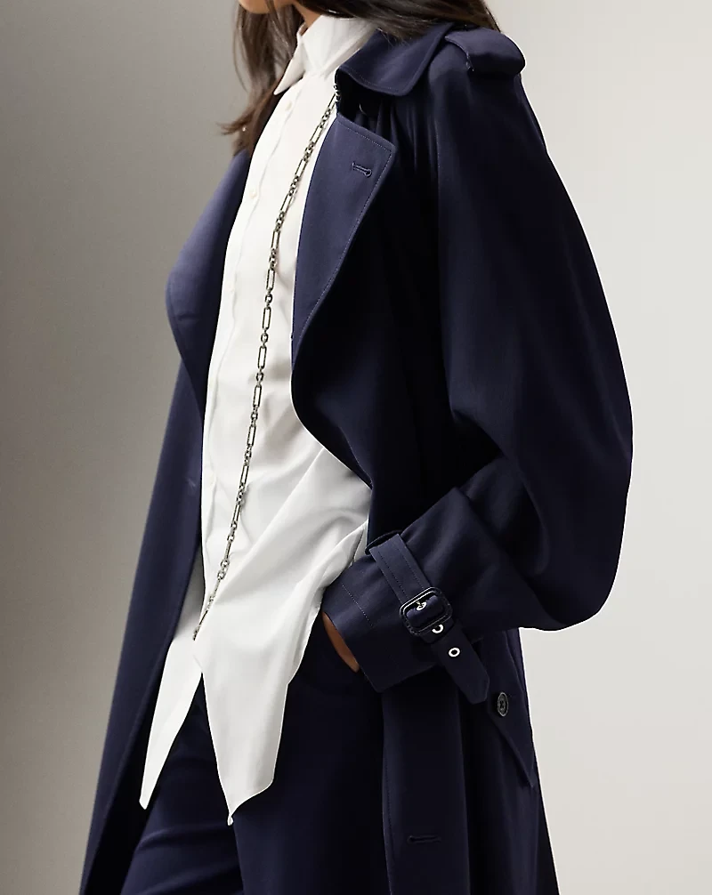 Alecia Wool-Blend Gabardine Trench Coat