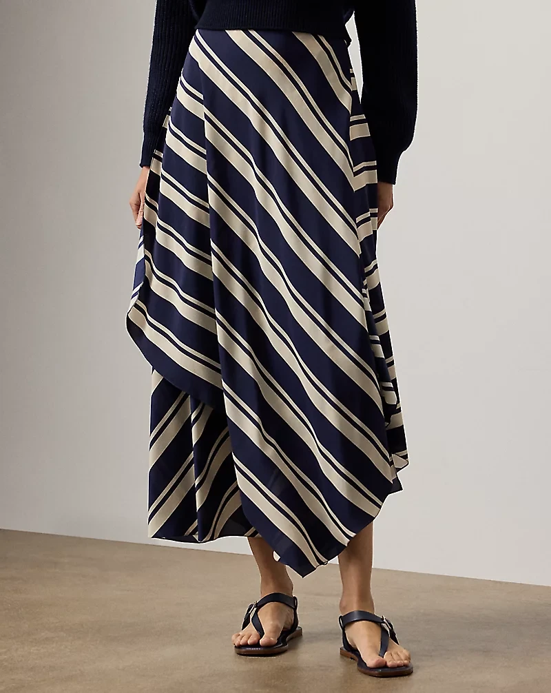 Tilda Striped Crepe De Chine Skirt