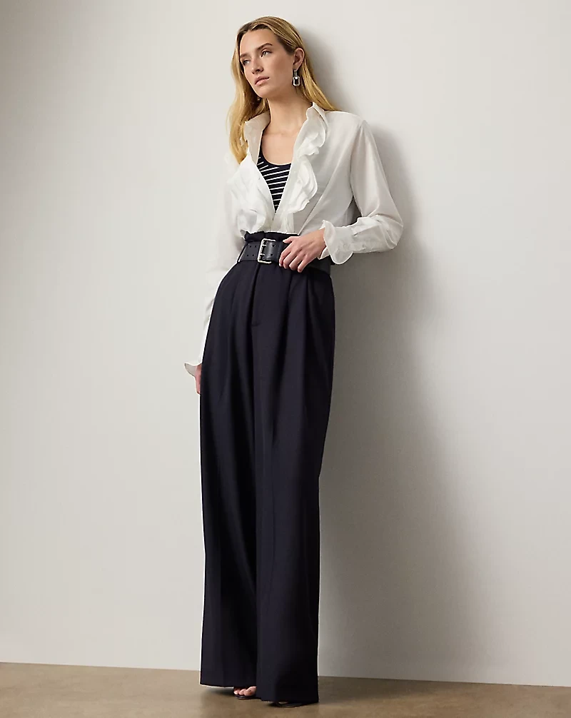 Addison Ruffle-Trim Broadcloth Shirt