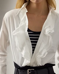 Addison Ruffle-Trim Broadcloth Shirt