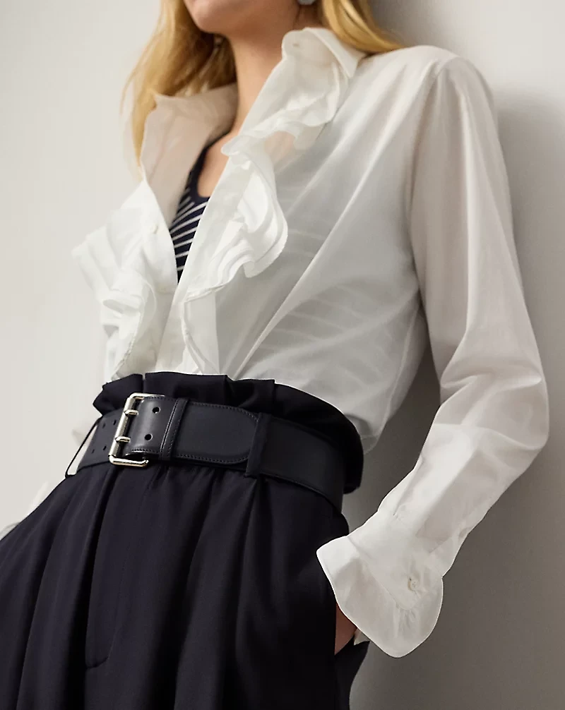 Addison Ruffle-Trim Broadcloth Shirt