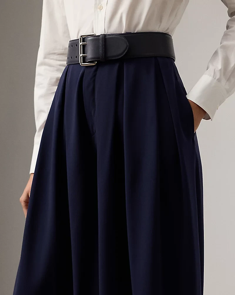 Greer Wool Gabardine Pleated Pant