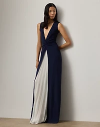 Zach Two-Tone Pleated Evening Dress