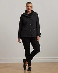 Diamond-Quilted Mockneck Jacket