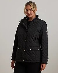 Diamond-Quilted Mockneck Jacket