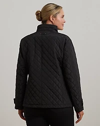 Diamond-Quilted Mockneck Jacket