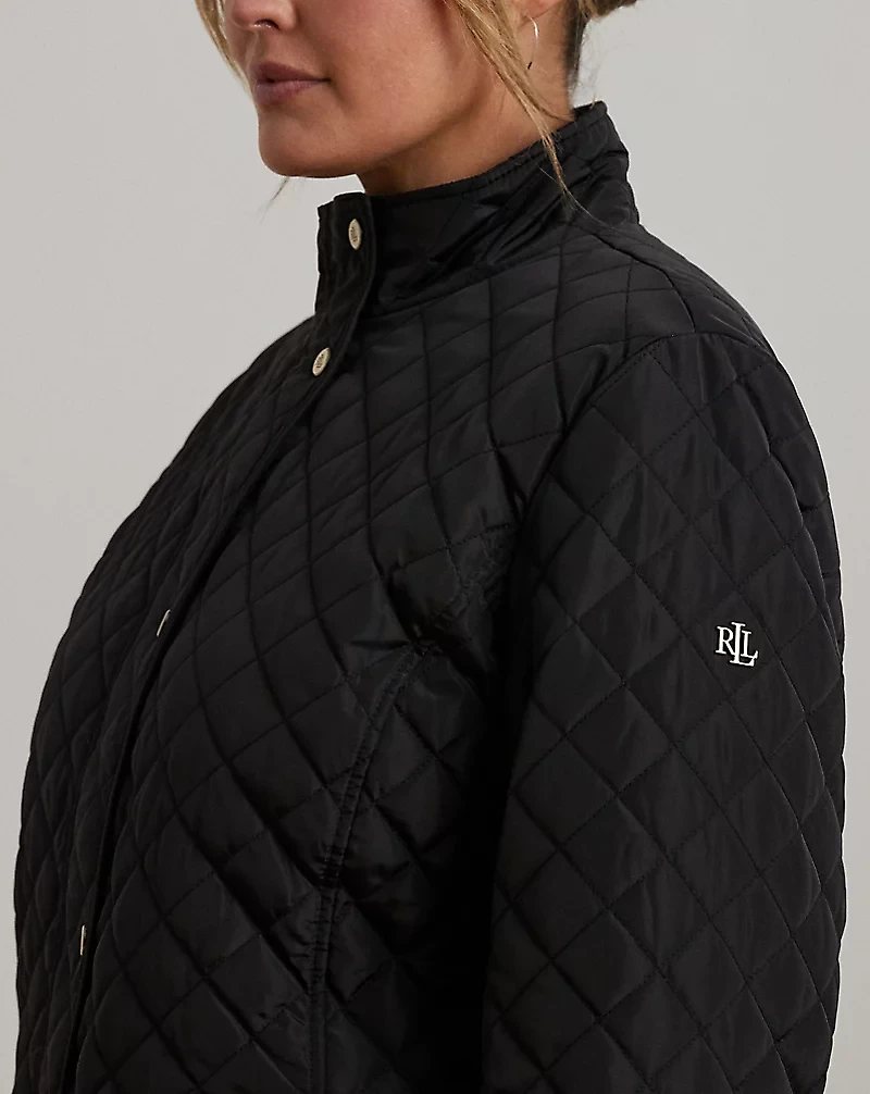 Diamond-Quilted Mockneck Jacket