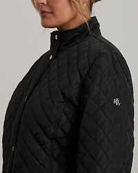 Diamond-Quilted Mockneck Jacket