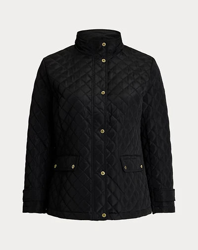 Diamond-Quilted Mockneck Jacket