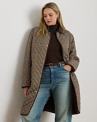 Glen Plaid Corduroy-Trim Quilted Jacket