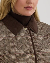 Glen Plaid Corduroy-Trim Quilted Jacket