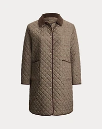 Glen Plaid Corduroy-Trim Quilted Jacket