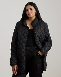 Diamond-Quilted Mockneck Jacket