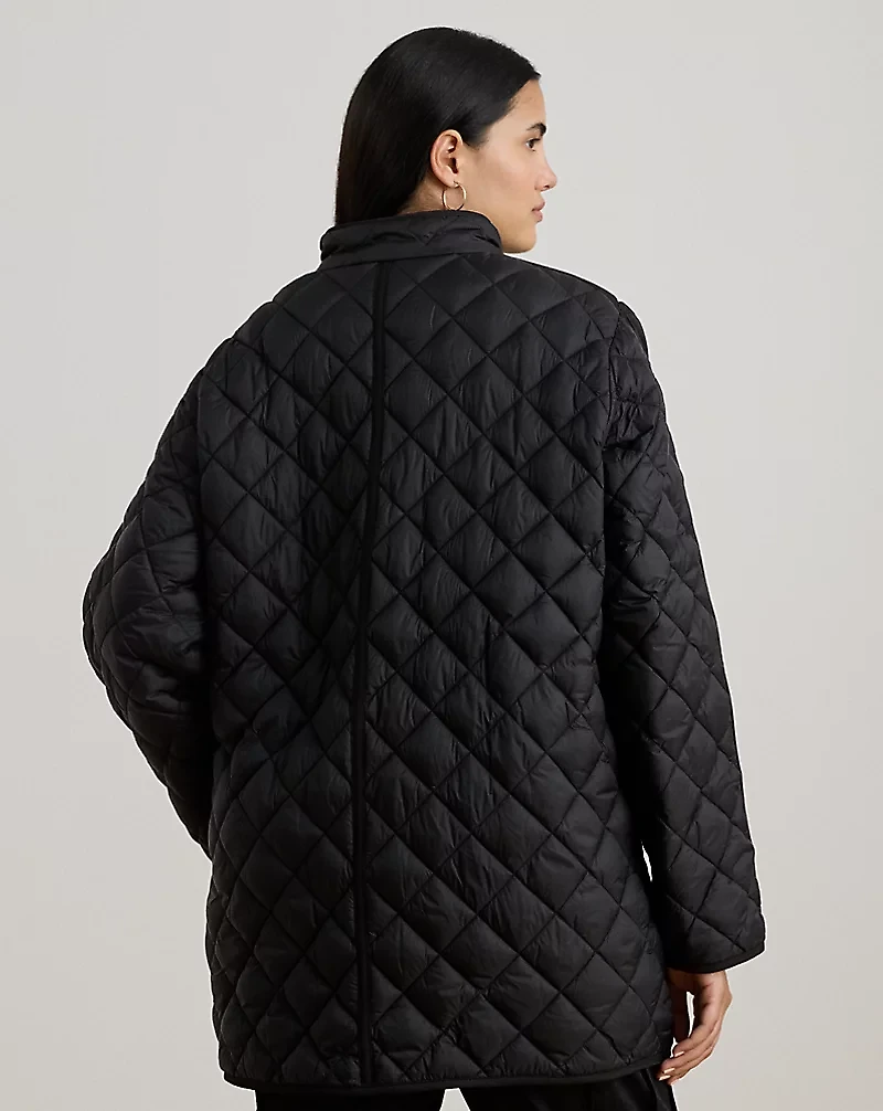 Diamond-Quilted Mockneck Jacket