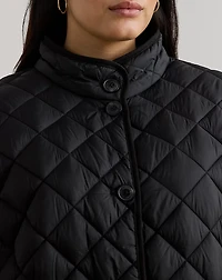 Diamond-Quilted Mockneck Jacket