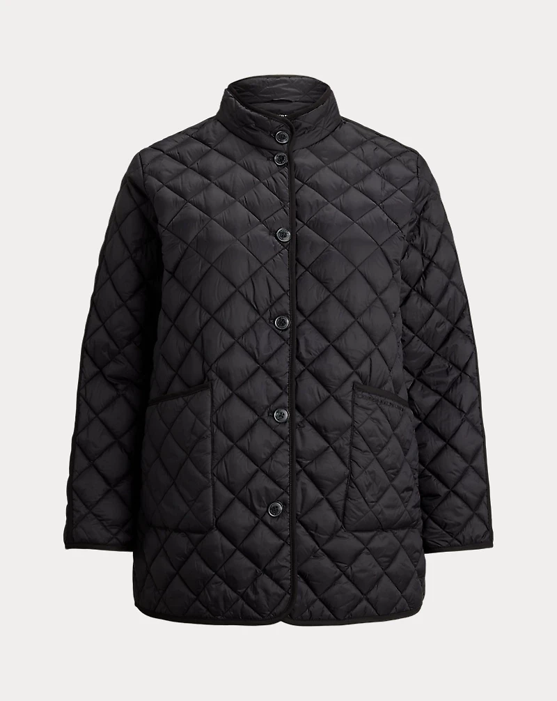 Diamond-Quilted Mockneck Jacket