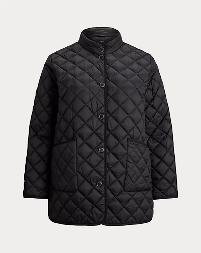 Diamond-Quilted Mockneck Jacket