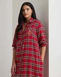 Plaid Brushed Twill Long Sleep Shirt
