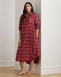 Plaid Brushed Twill Long Sleep Shirt
