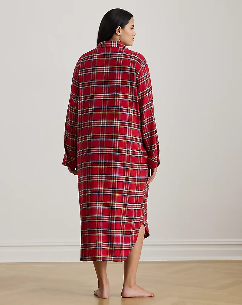 Plaid Brushed Twill Long Sleep Shirt