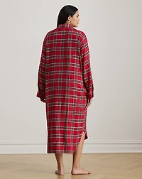 Plaid Brushed Twill Long Sleep Shirt