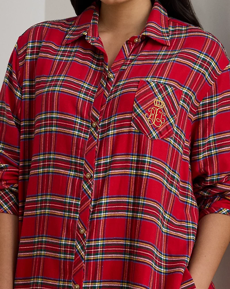 Plaid Brushed Twill Long Sleep Shirt