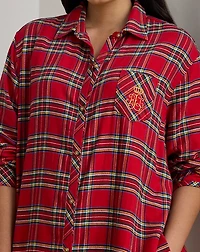 Plaid Brushed Twill Long Sleep Shirt