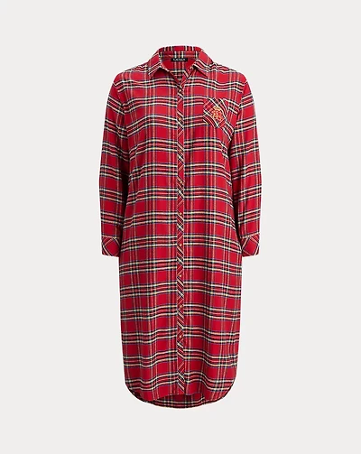 Plaid Brushed Twill Long Sleep Shirt