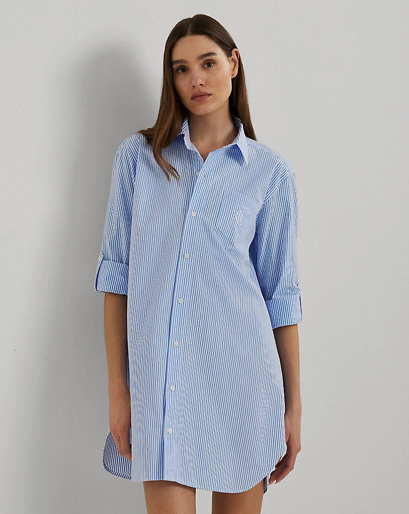 Striped Cotton Poplin Sleep Shirt