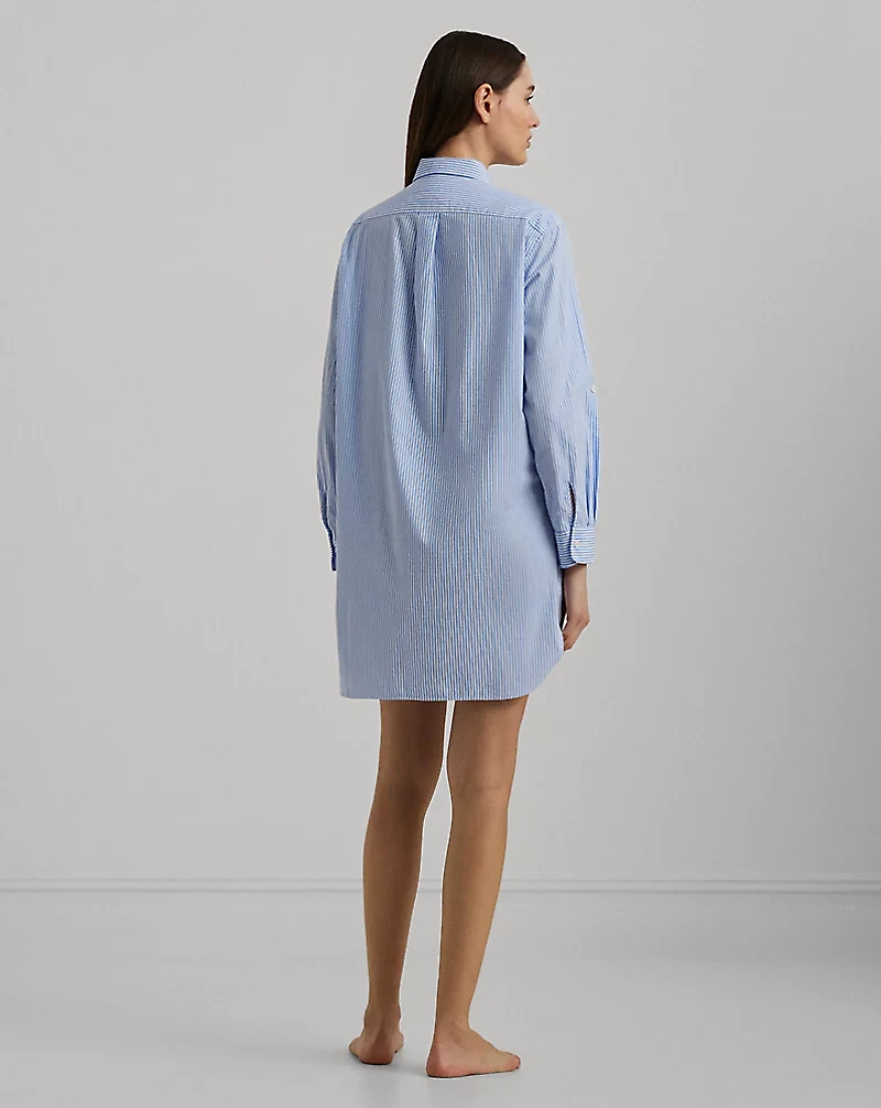 Striped Cotton Poplin Sleep Shirt