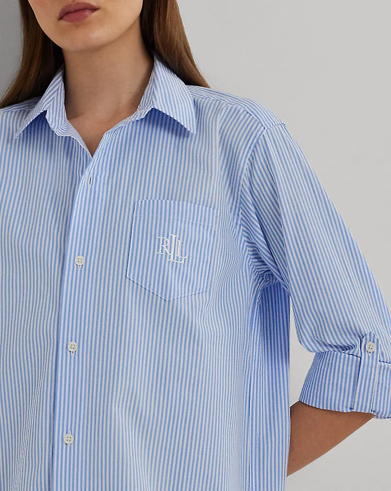 Striped Cotton Poplin Sleep Shirt