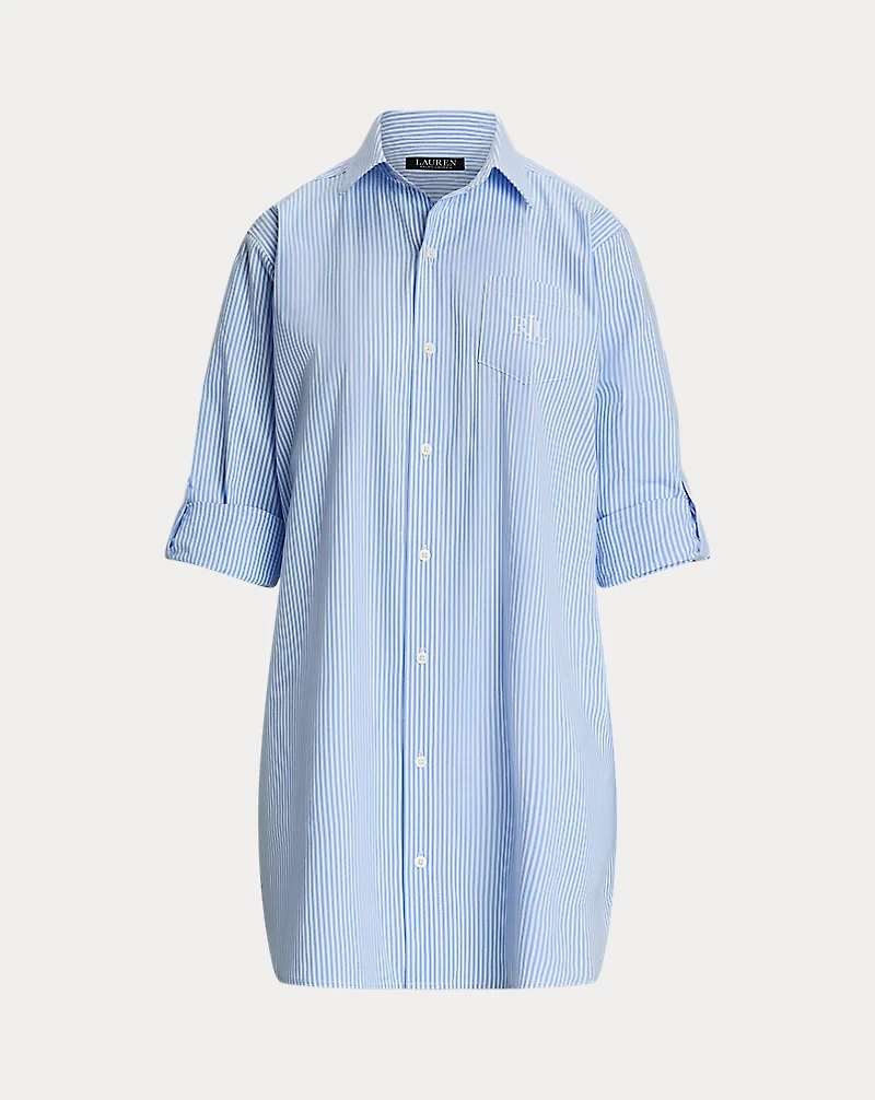 Striped Cotton Poplin Sleep Shirt
