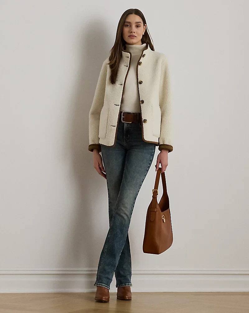 Faux-Shearling Funnelneck Coat